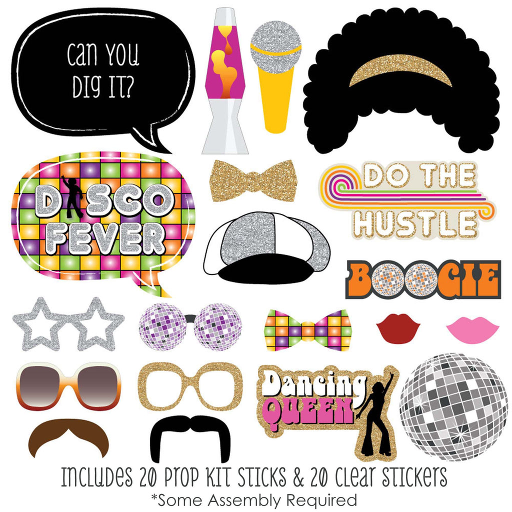 Big Dot Of Happiness 70'S Disco - 1970S Disco Fever Party Photo Booth Props Kit - 20 Count