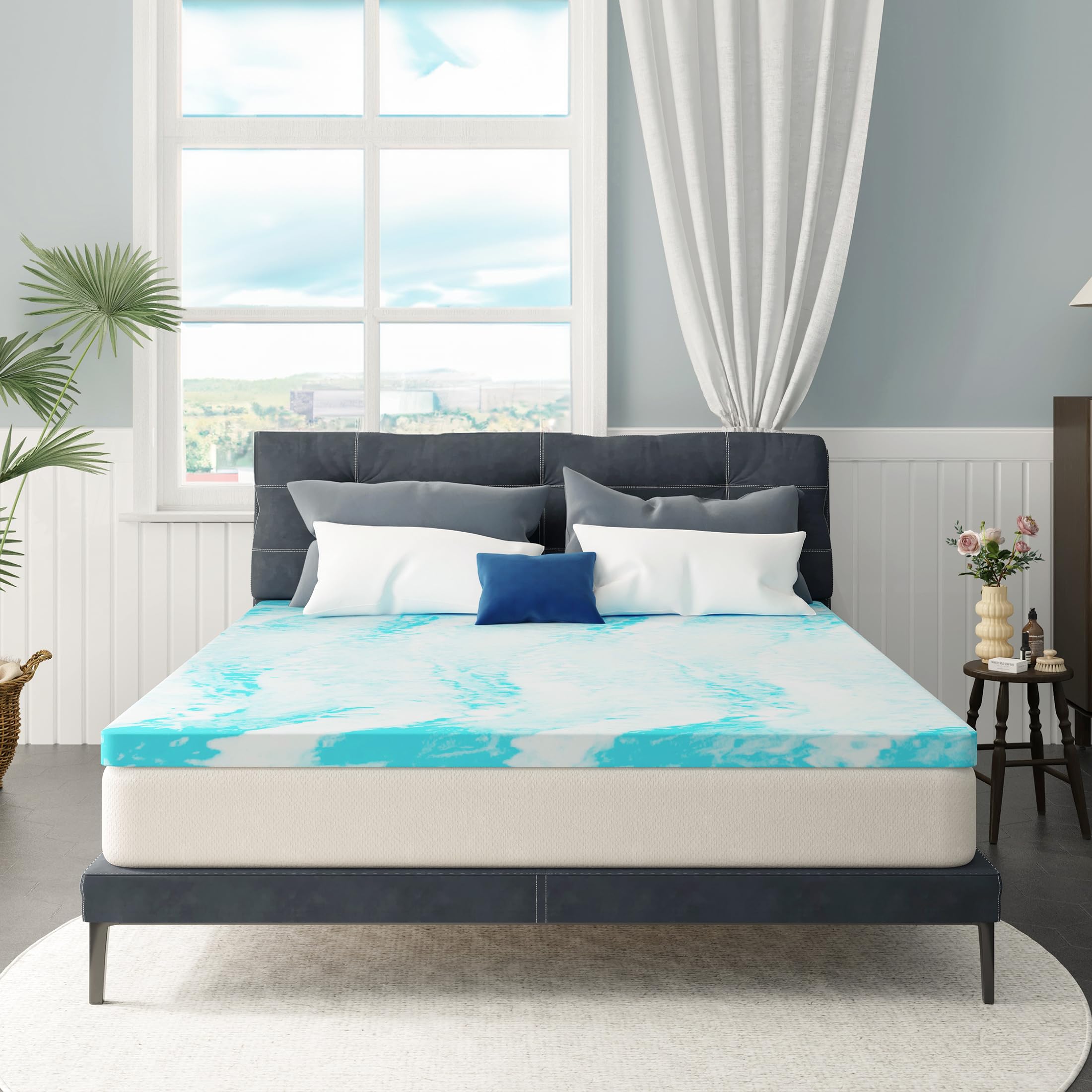 Full Mattress Topper 4 Inch Memory Foam Mattress Topper With Cooling Gel Infusion, Mattress Topper In A Box, Certipur-Us Certifi