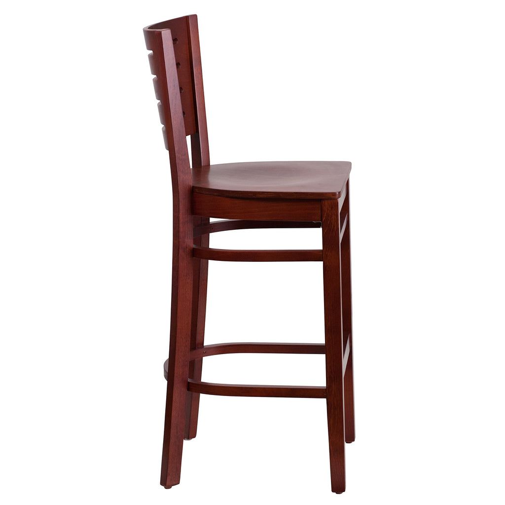 Flash Furniture Darby Series Slat Back Mahogany Wood Restaurant Barstool