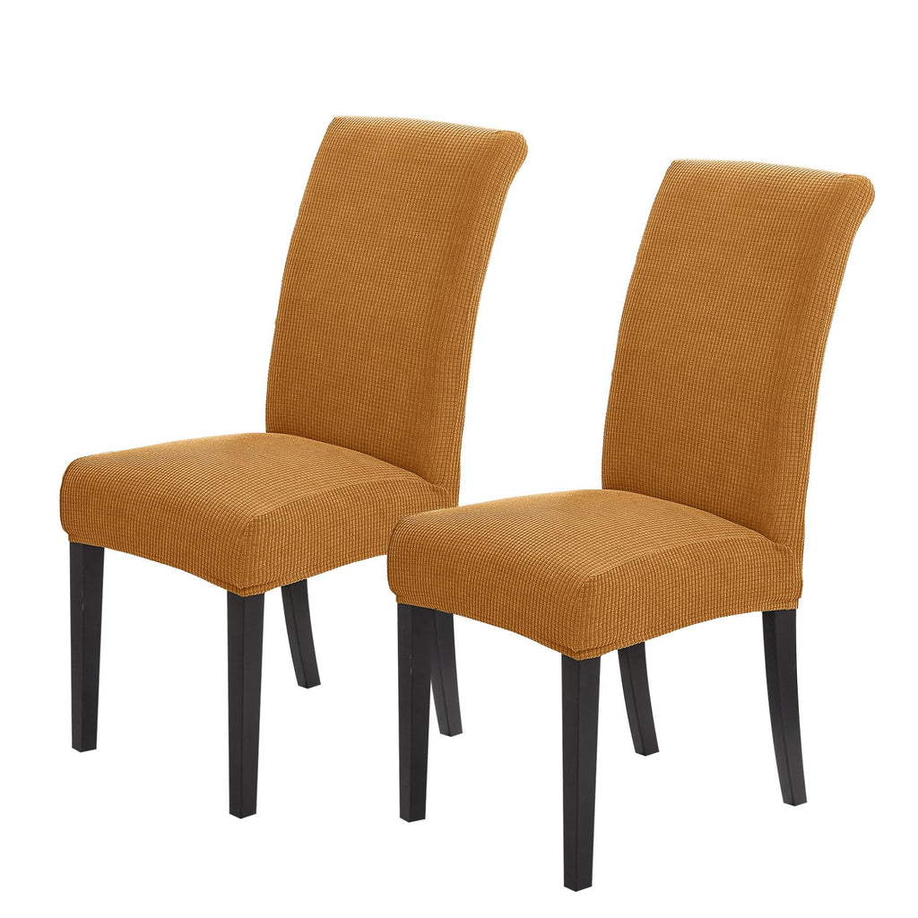 Joccun Chair Covers For Dining Room Set Of 2,Water Repellent Dining Chair Slipcovers Stretch Dining Room Chair Covers Seat Protector,Washable Parsons Chair Cover For Home,Hotel,Banquet(Gold,2 Pack)