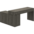 LYS L-Shape Workstation with Cabinet, Weatherd Charcoal