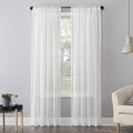 No. 918 Tamaryn Embroidered Trellis Sheer Rod Pocket Curtain Panel, 50 x 63, White