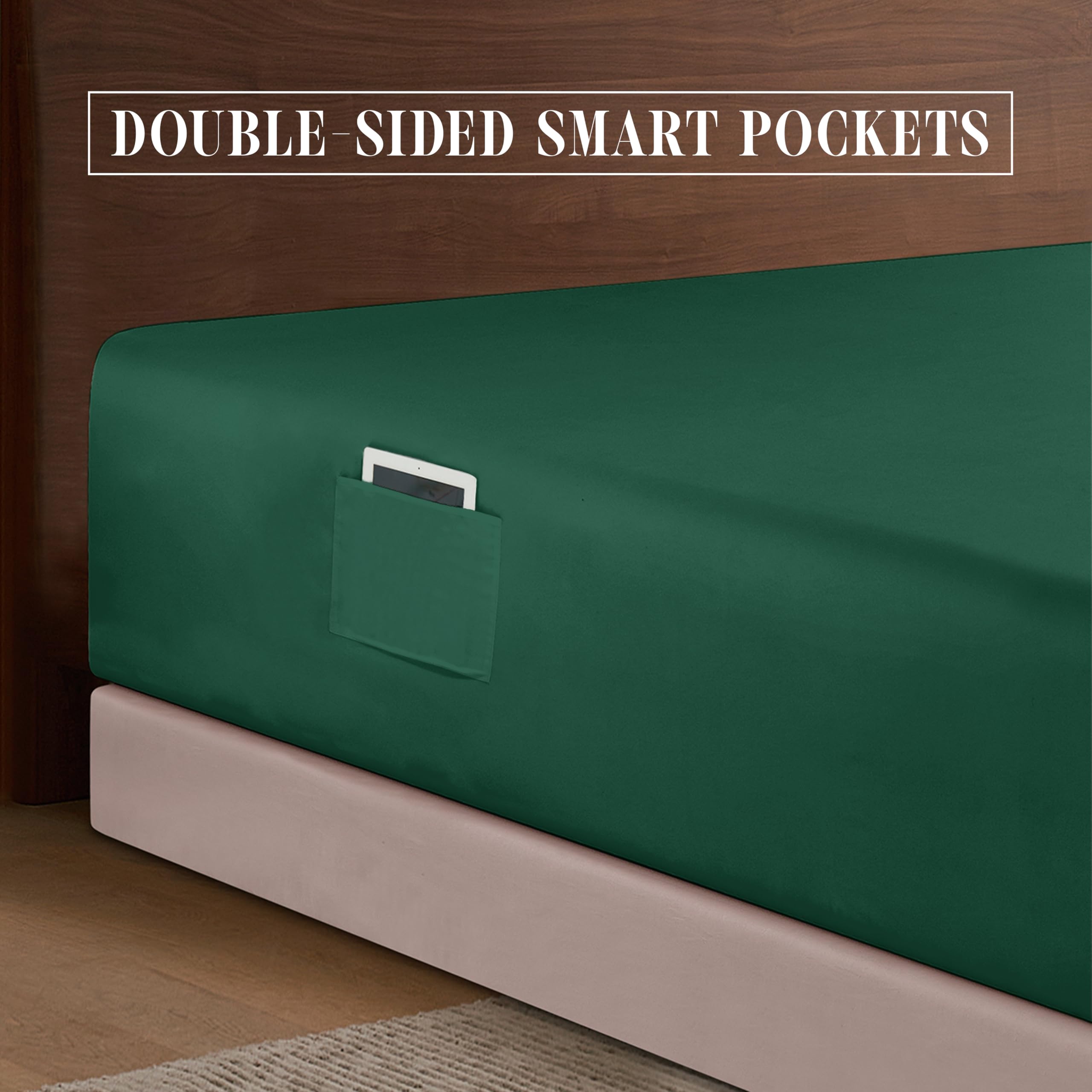 Elegant Comfort 1500 Premium Hotel Quality 18-24 Inches Deep - Extra Deep Pocket Single Fitted Sheet For High Mattress, Luxury And Softest, Smart Pocket - Wrinkle Free, California King, Hunter Green