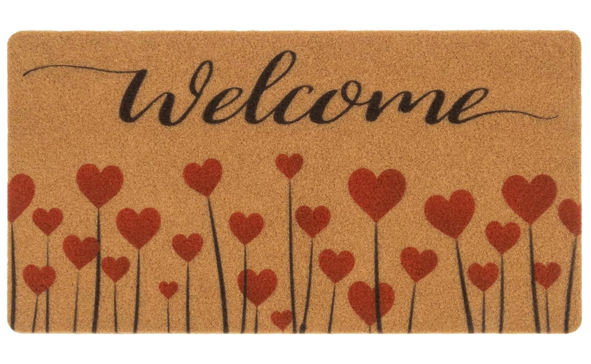 FGSS Red-Love Welcome-Doormat Outdoor-Entrance - Coir-Non-Slip Indoor Home Decor Front Door Mats Anniversary Valentine's-Day