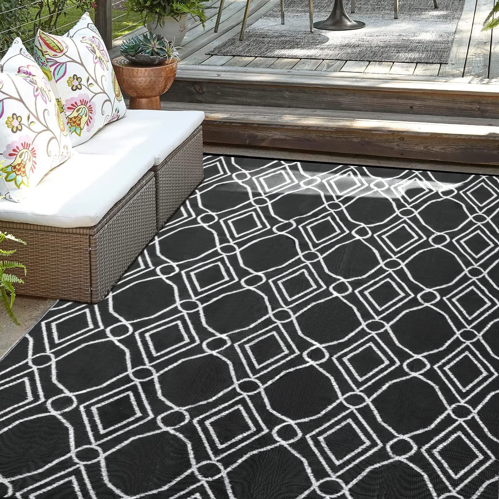 Kohree Outdoor Plastic Straw Rug 6X9 Outdoor Rug Outdoor Carpet Waterproof Outdoor Patio Rugs Fade Resistant Non-Slip Reversible