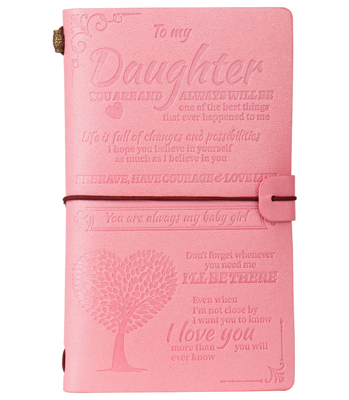 JANARARY Leather Journal Notebook for Daughter - 140 Pages, Pink, Graduation, Birthday, Christmas Gift, Model JY019JNFDUS