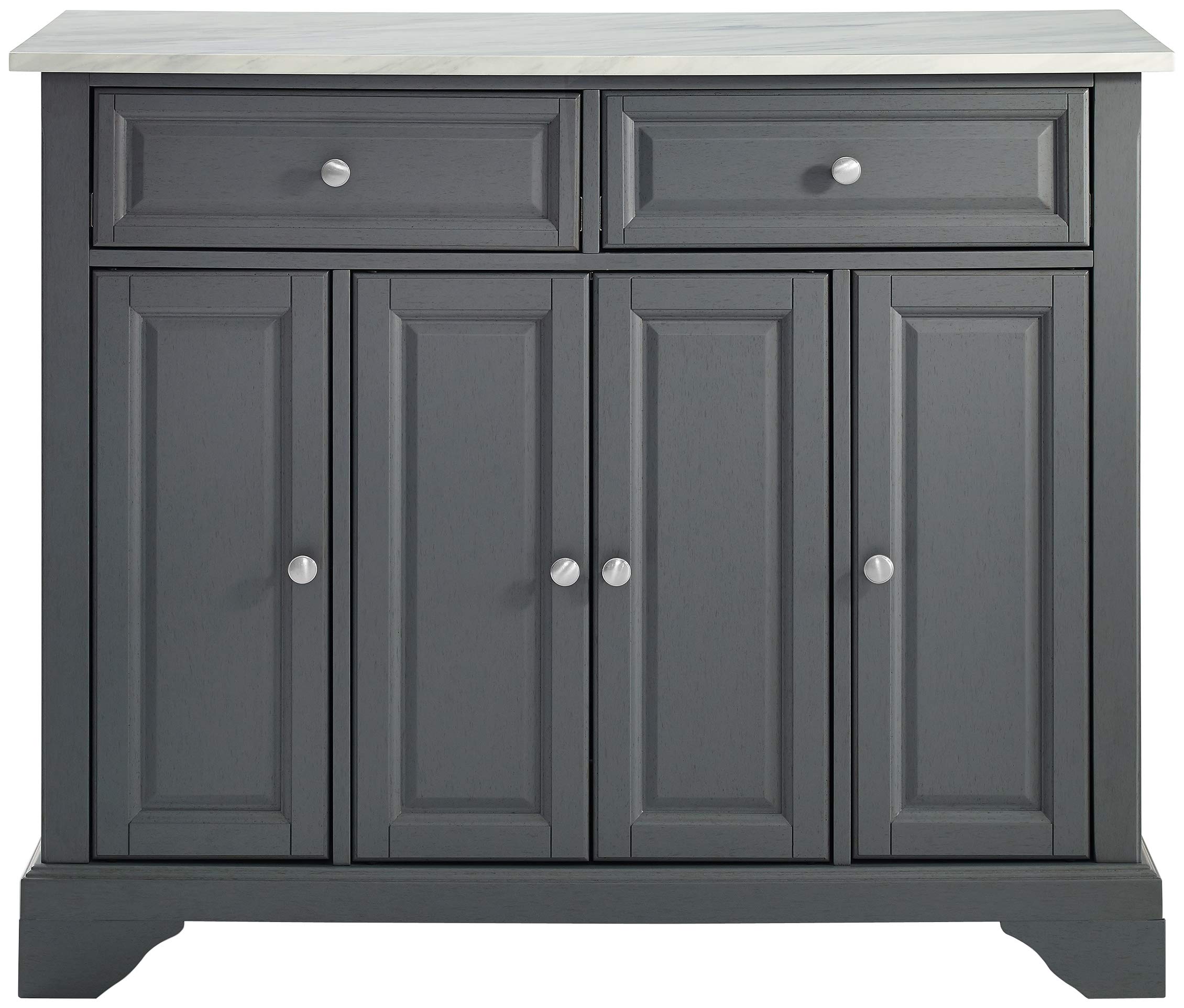 Crosley Furniture Avery Kitchen Island With Storage Shelves, Microwave Stand, Coffee Bar, Gray