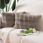 Madizz Pack Of 2 Thick Plush Wool Throw Pillow Covers 12X20 Inch Taupe Soft Decorative Cushion Cover For Sofa Bedroom Pillow She