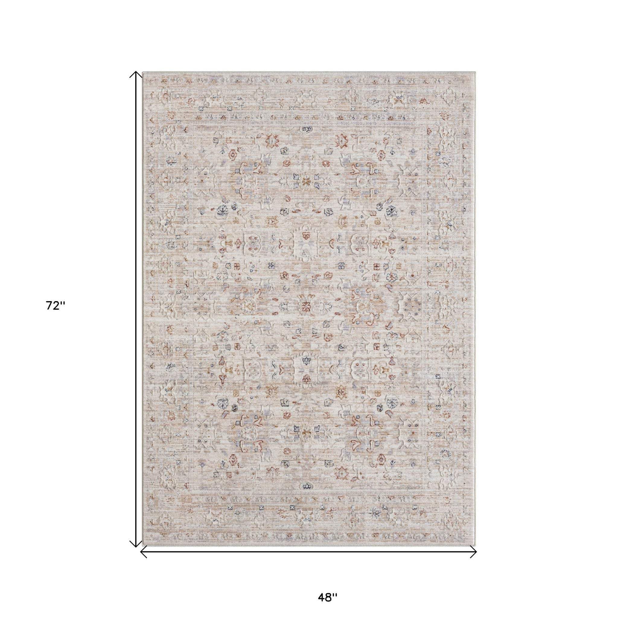 HomeRoots 516013 8 x 10 ft. Beige Botanical Rectangle Traditional Area Rug