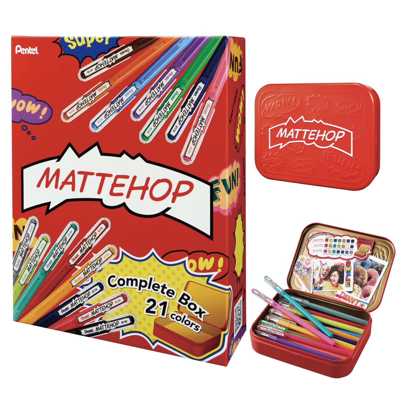 Pentel Ballpoint Pen Color Matte Hop Complete Set, 21 Colors K110-V21St