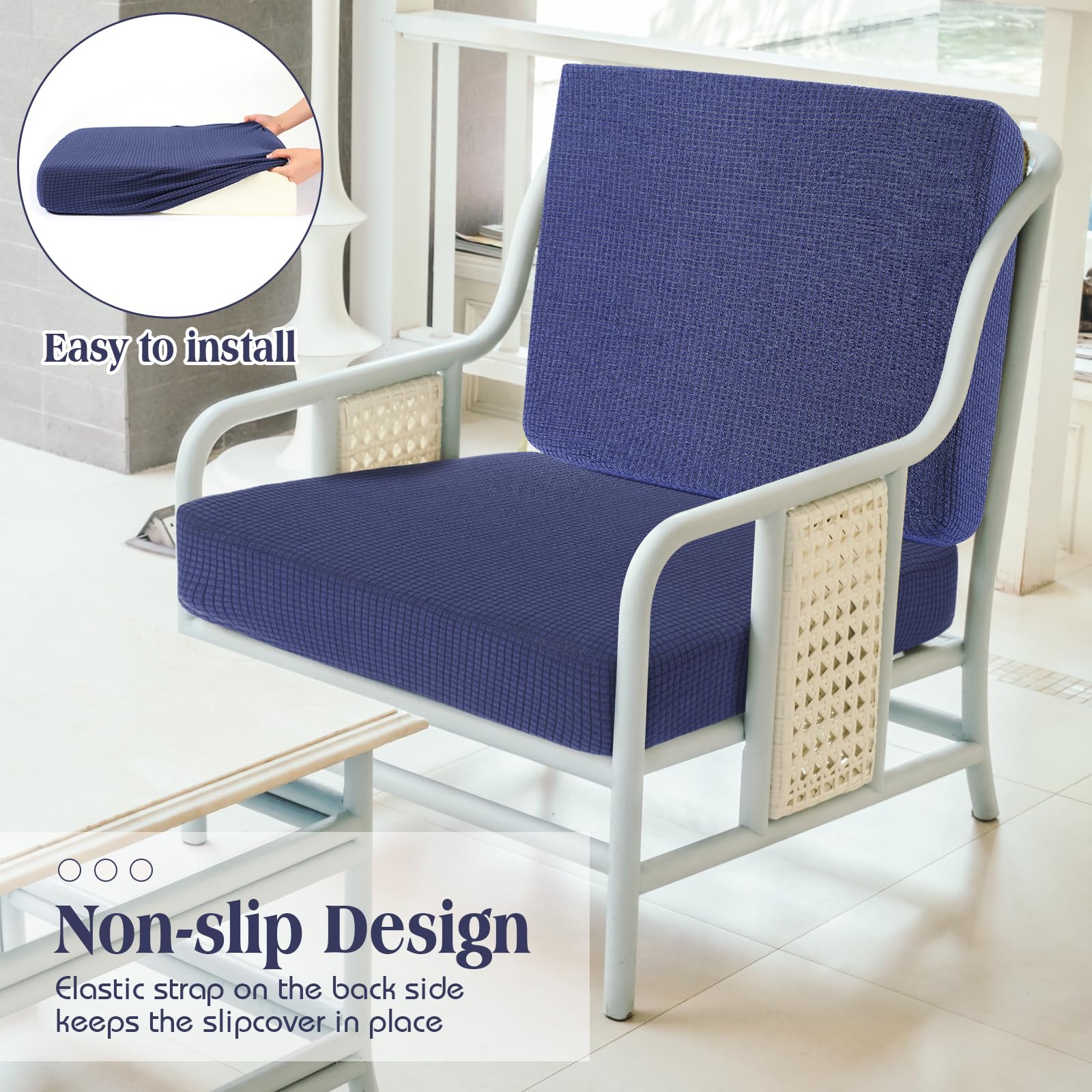 Newwiee 8 Patio Stretch Sofa Cushion Covers Outdoor Cushion Covers Replacement Couch Slipcovers Sofa Seat Cover Soft Chair Cover