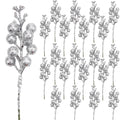 DIYASY Silvery Berry Stems for Christmas Tree Ornaments,20 Pcs 7.8 Inch Artificial Glitter Christmas Tree Picks,DIY Xmas Wreath,