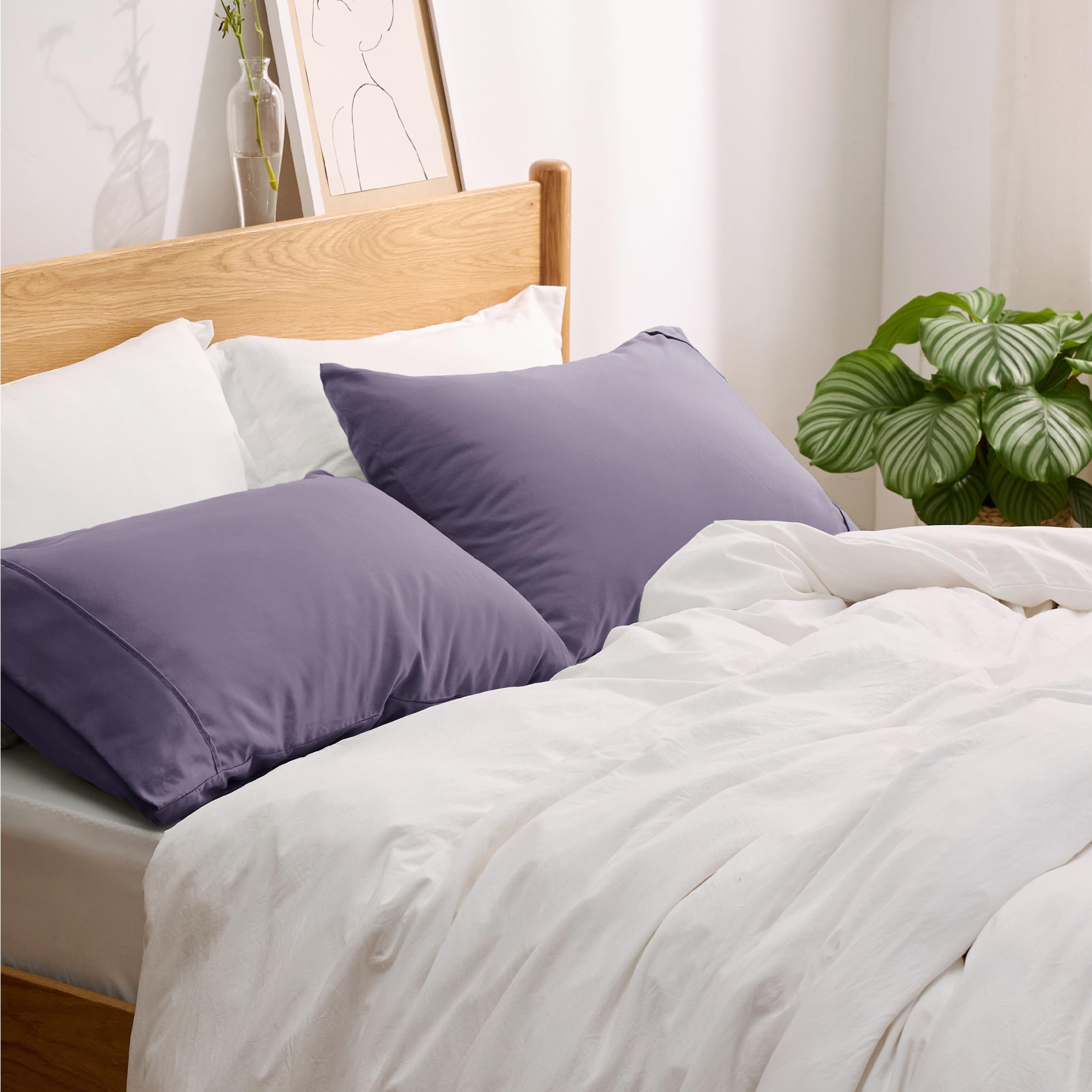 Bedsure King Size Pillow Cases Set Of 2 - Grayish Purple Polyester Microfiber Pillowcases 2 Pack, Super Soft Pillow Case Cover With Envelop Closure, 20X36 Inches
