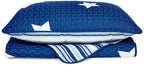 Lush Decor Star Quilt - Reversible 2 Piece Pattern Striped Bedding Set With Pillow Sham - Twin - Navy