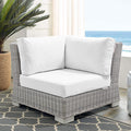 Modway Conway Sunbrella Outdoor Patio Wicker Rattan, Corner Chair, Light Gray White