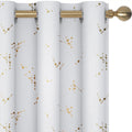 Deconovo Blackout Grommet Constellation Pattern Foil Printed Curtains, Silver Grey White, 42W X 72L