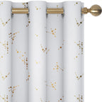 Deconovo Blackout Grommet Constellation Pattern Foil Printed Curtains, Silver Grey White, 42W X 72L