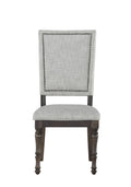 Steve Silver Linnett Upholstered Dining Modern Twist, Dark Pewter Nail Heads, Oatmeal Finish, Set of 2 Side Chairs, 19.5" L x 23.5" W x 42" H, Light Gray