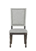 Steve Silver Linnett Upholstered Dining Modern Twist, Dark Pewter Nail Heads, Oatmeal Finish, Set of 2 Side Chairs, 19.5" L x 23.5" W x 42" H, Light Gray