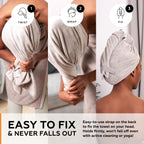 Super Absorbent Quick Dry No-Frizz Soft Microfiber Hair Towel Wrap For Curly, Coily Or Tight Hair With Robust Elastic Strap For