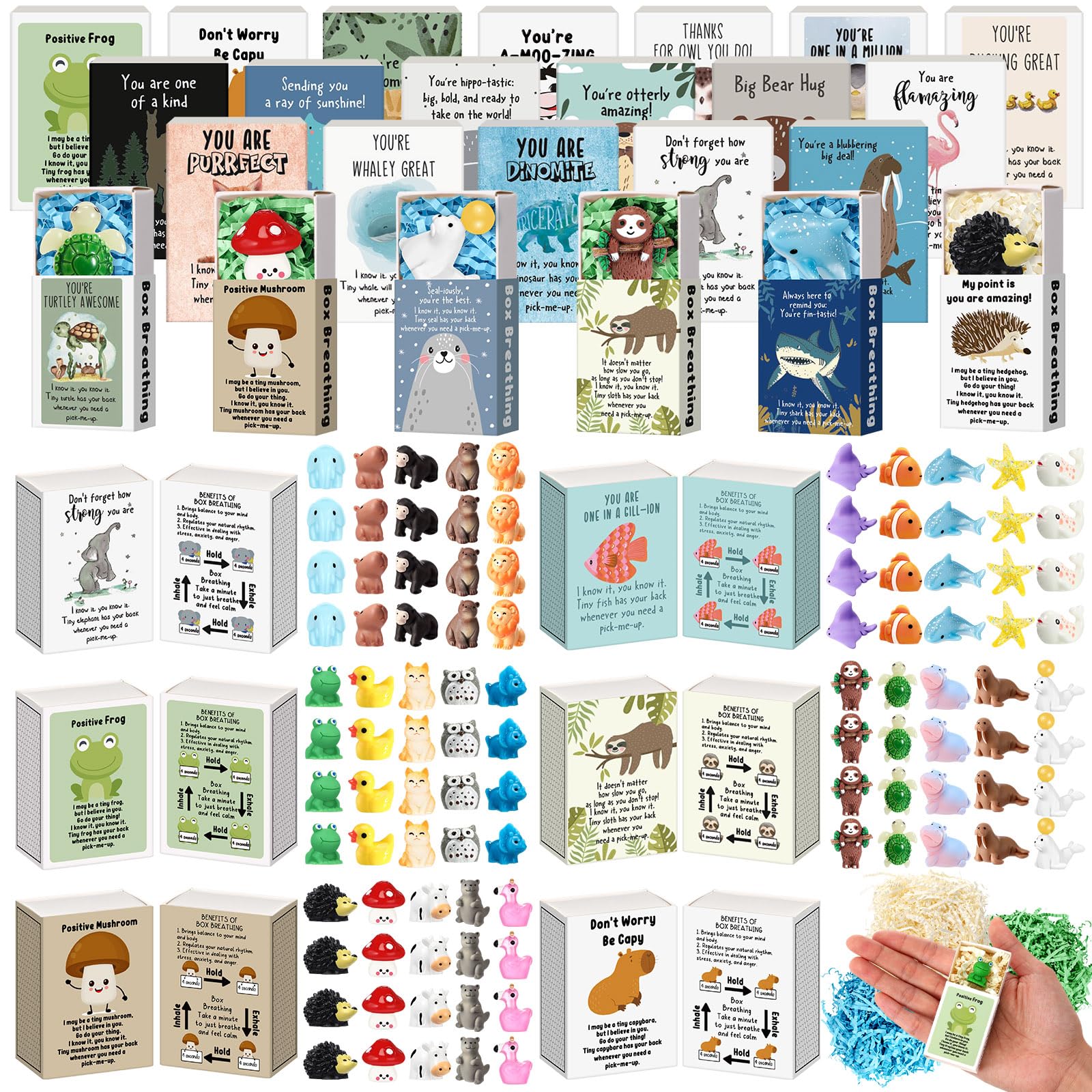 Cinnvoice 100 Sets Emotional Employee Appreciation Gifts Bulk Positive Tiny Potato with Inspirational Card Box Gift for Office S