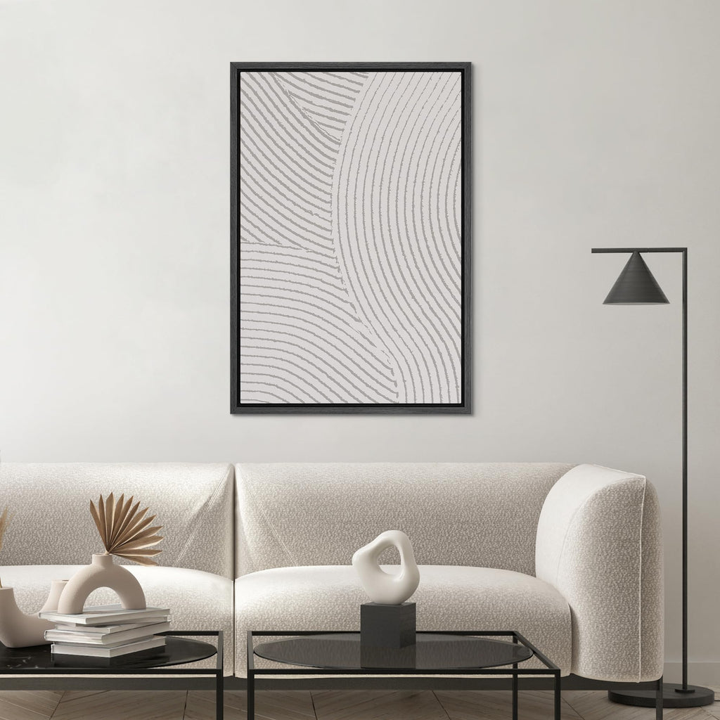 Signwin Framed Canvas Print Wall Art Geometric White Granite Wave Collage Abstract Shapes Illustrations Minimal Decorative Nordi