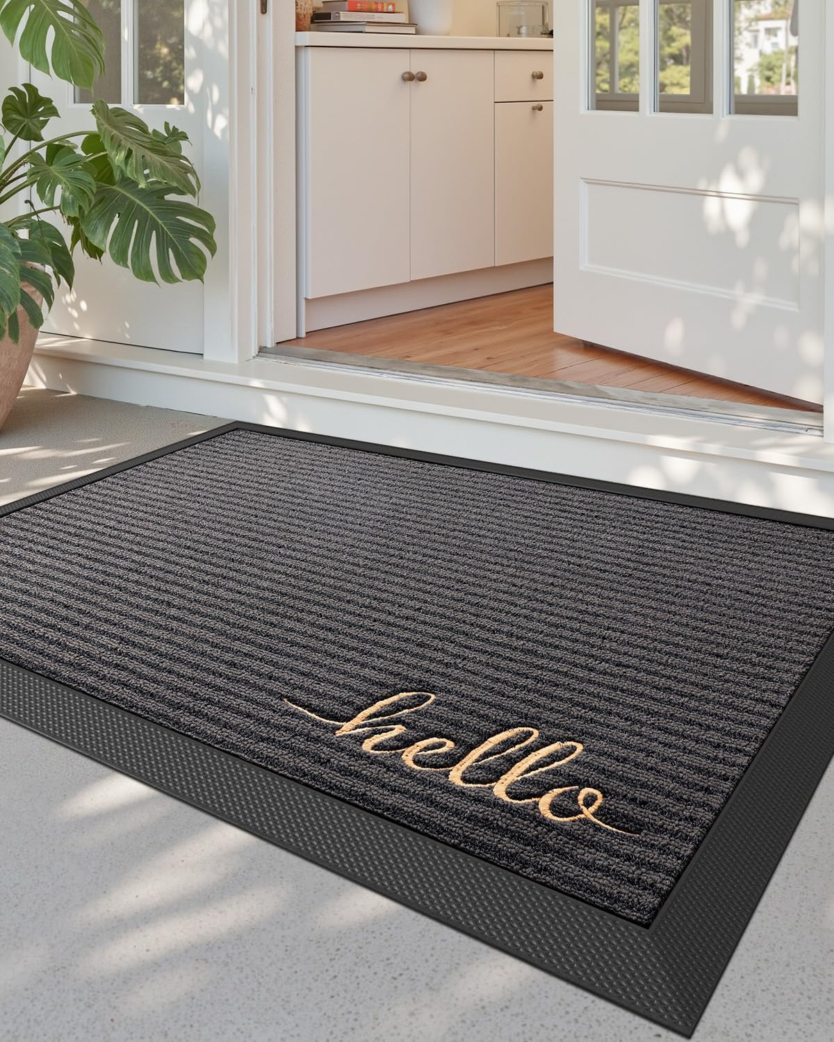 DEXI Front Door Mat Outside Entrance, 31x47 Rubber Entry Doormat Heavy Duty, Non Slip Welcome Mats for Inside House Floor Entryw