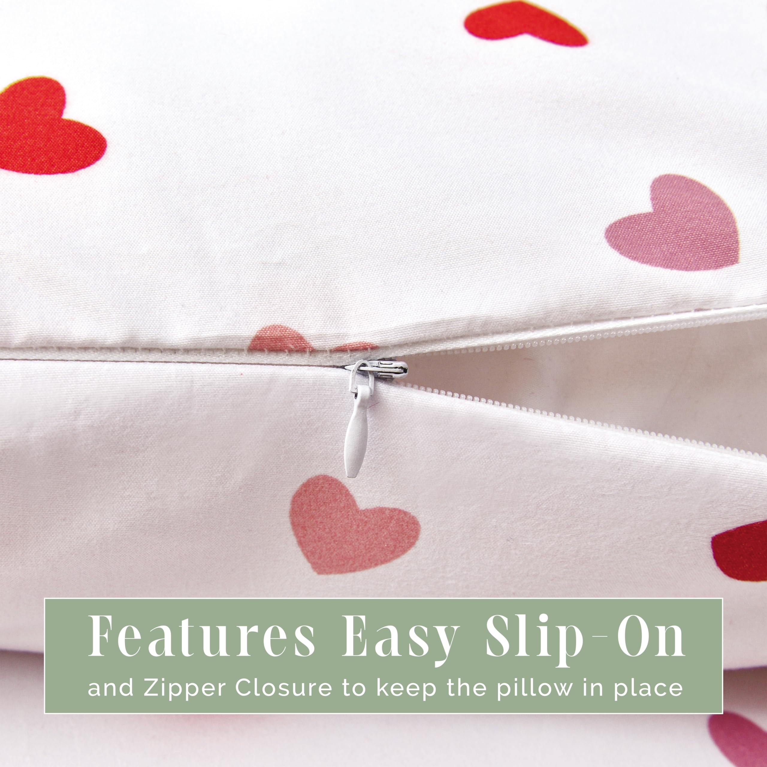Elegant Comfort Ultra Soft 1-Piece Set Hearts Print Pillowcases - 1500 Premium Hotel Quality Microfiber, Soft And Smooth Hidden Zipper Closure 1-Piece Pillow Covers - Body Pillowcase, Valentina