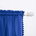 Elegant Comfort SemiSheer Pom Pom Tassels Curtains  2 Panels Set  with 2inch Rod Pocket  Solid Sheer Curtain Drapes for Livi