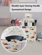 Queenlala Rectangular Laundry Hamper/Foldable Nursery Laundry Basket For Organizing/Storage Bin Baskets/Children Toy Office Bedroom/Toy Bin Closet Shelf Baskets (Rec-Excavator)