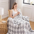 Emme Checkered Cotton Blanket Twin Large 60'X80' 100% Muslin For Couch Breathable Gauze All Season Soft And Lightweight Pre-Wa