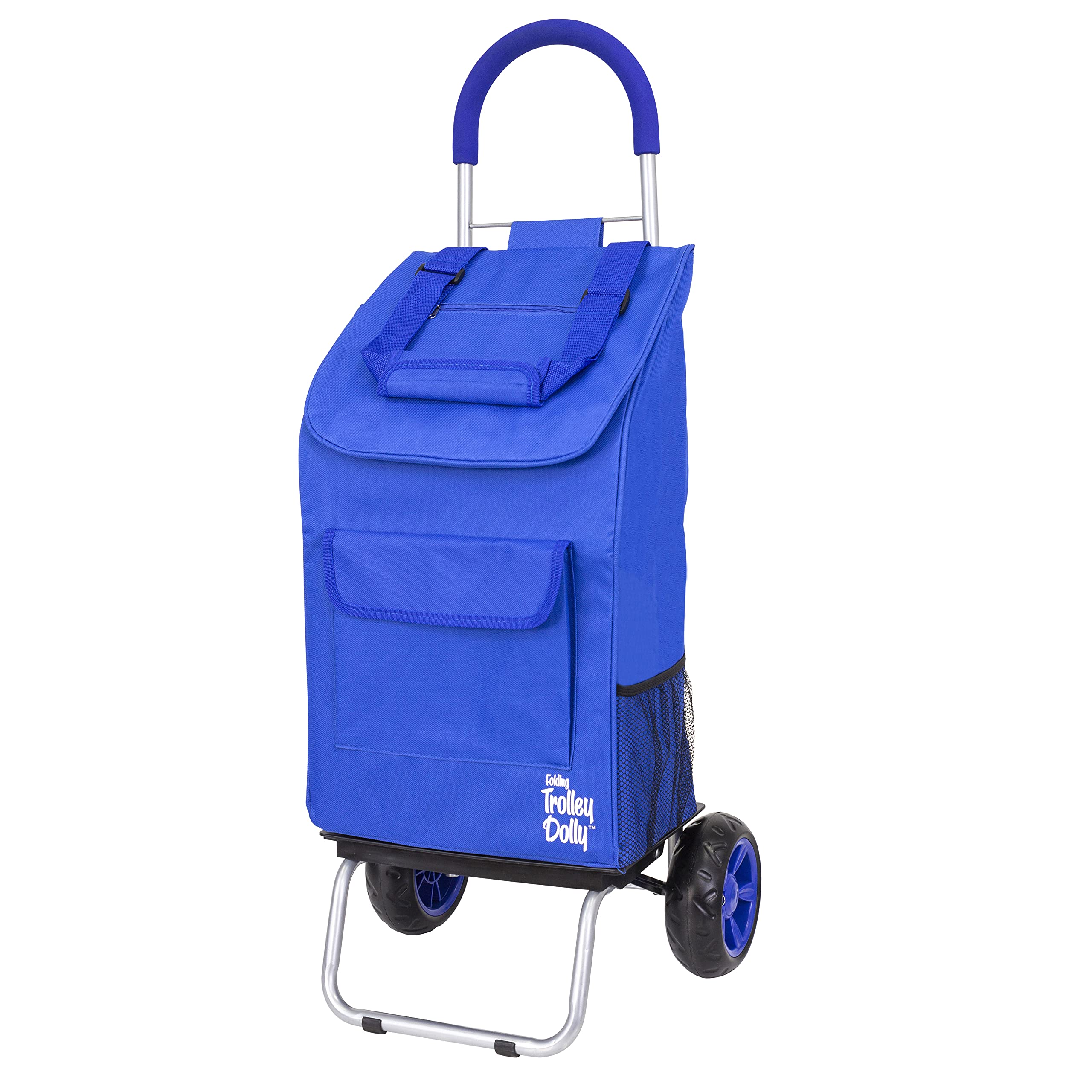 dbest products Trolley Dolly Blue Foldable Shopping cart for Groceries with Wheels and Removable Bag and Rolling Personal Handtr