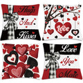 InIsaJace Valentine Throw Pillow Covers 18x18, 4PCS Valentines Day Hugs and Kisses Pillow Covers Decorations, Aesthetic Hearts a