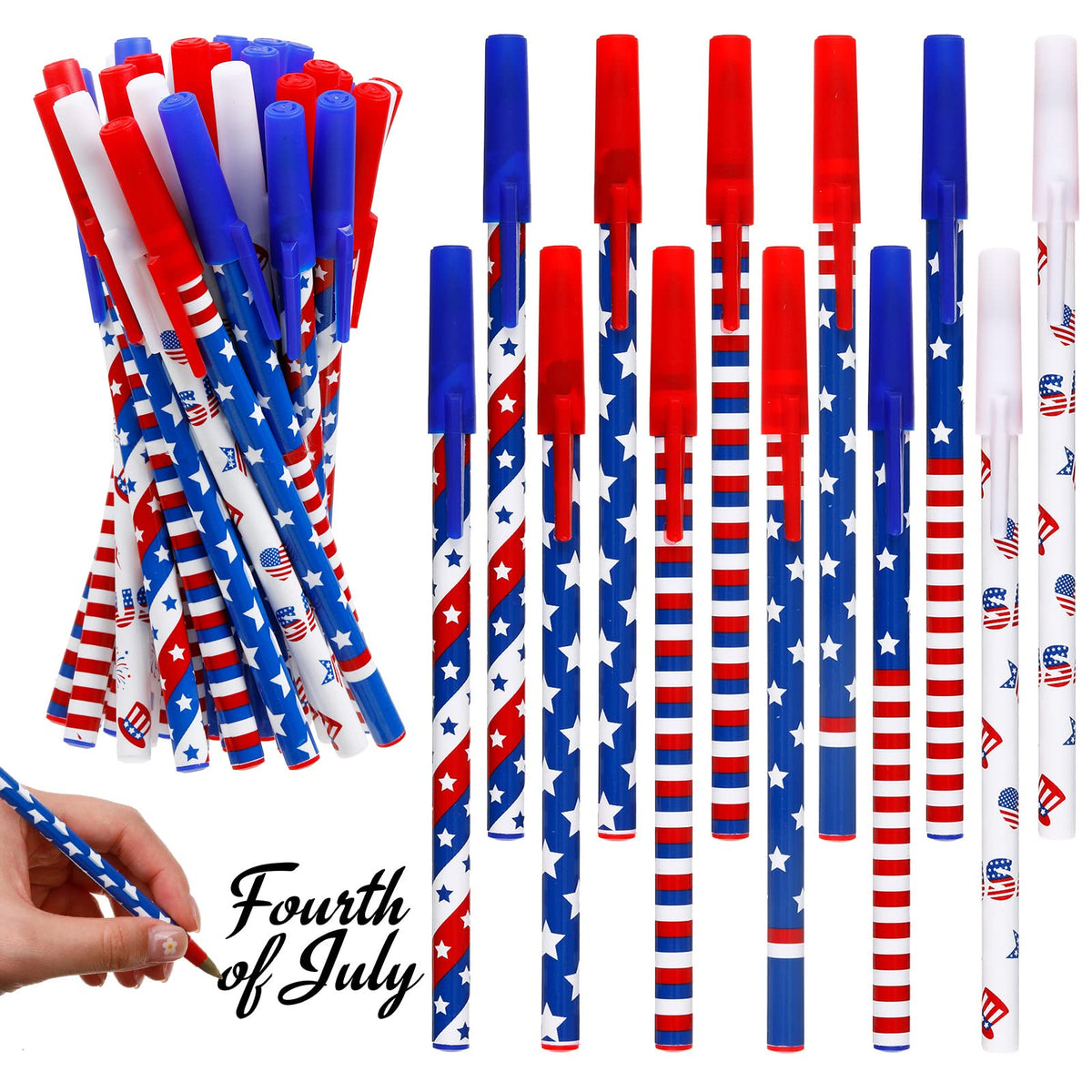 Eaasty American Flag Pens Bulk Patriotic Usa Gel Ink Pen Independence Day Pen Stars Stripes Ballpoint Pens For Home Office Suppl