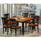 East West Furniture PFPL7-BCH-W 7 Piece Dining Room Table Set Consist of a Square Kitchen Table with Butterfly Leaf and 6 Dining Chairs, 54x54 Inch, Black & Cherry