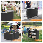 Vingli 43' Portable Bar Table, 3-Tier Shelves, Carry Bag,Mobile Bar Table For Events, Party, Camping, Picnic, Tradeshow, Outdoor & Indoor With Black Skirt(2, 43') (2) (Black-2P, 43')