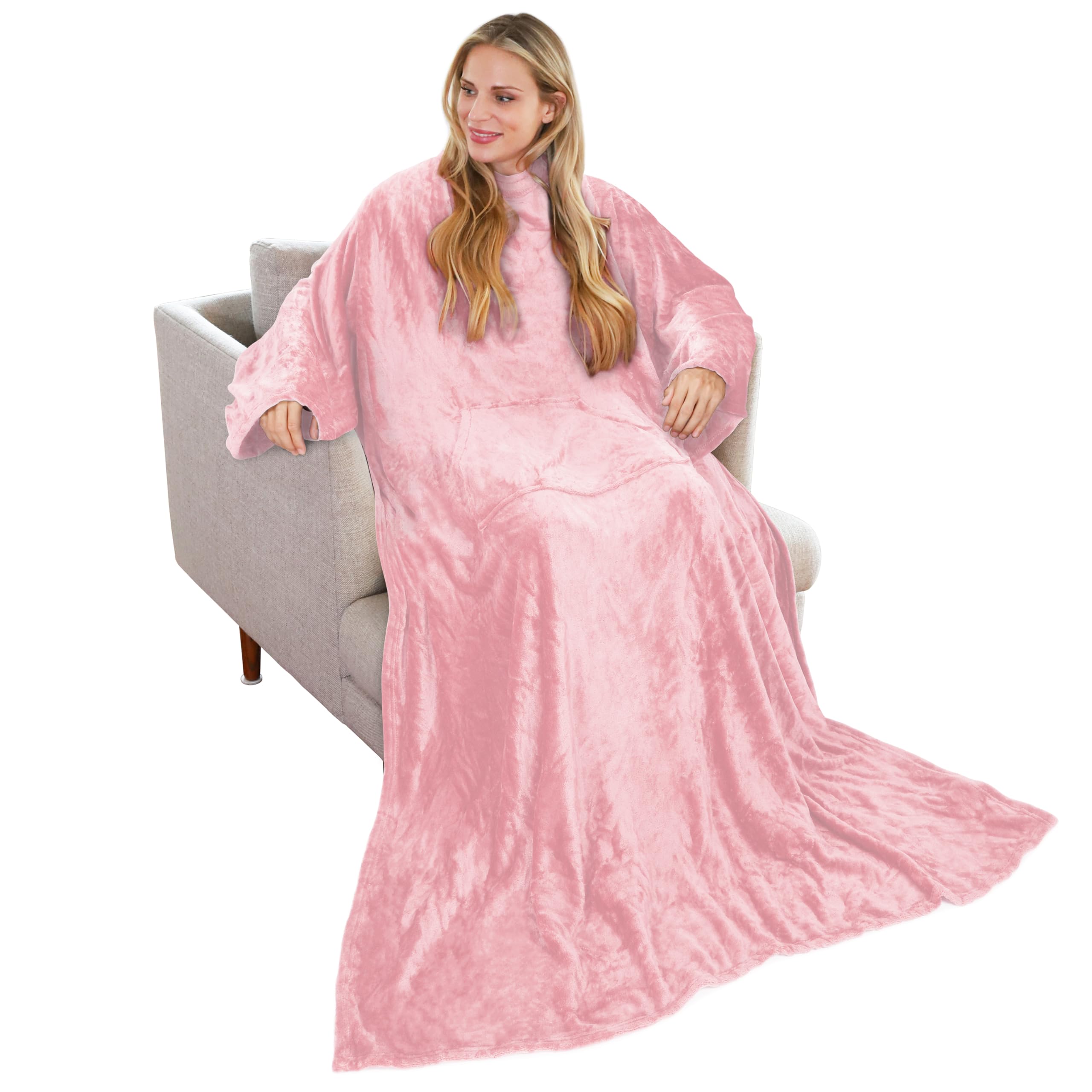 Solaris Wearable Blanket With Sleeves For Adults, Softness Comfort Warmth Fleece Gift For Women Men, Snuggy Body Throw Tv Blanke