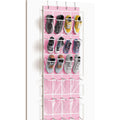 Simple Houseware 24 Pockets - Crystal Clear Over The Door Hanging Shoe Organizer, Pink (64 x 19)