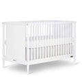 Dream On Me Clover 4-in-1 Modern Island Crib with Rounded Spindles in White, Convertible Crib, Mid-Century Meets Modern, Coordin