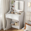 Otterease Small Vanity Desk, Makeup Vanity with Mirror and Lights, Vanity Desk with Drawer & 3 Storage Shelves, White Makeup Van