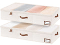 StorageWorks Underbed Storage Bins, Under Bed Storage Containers with Zippers, Closet Organizer for Clothes, Blankets, Ivory Whi