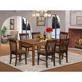 East West Furniture CANO7-MAH-C Small Kitchen Table Set 7 Pc - Microfiber Upholstery Wooden Chairs Seat - Mahogany Finish Dining Room Table and Frame