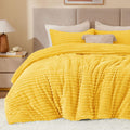Bedelite Fleece Twin Comforter Set -Super Soft & Warm Fluffy Bright Yellow Bedding, Luxury Fuzzy Heavy Bed Set For Winter With 1