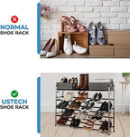 5-Tier Slide-n-Adjust Shoe Rack, Expandable Free-Standing Organizer, Silver & Black