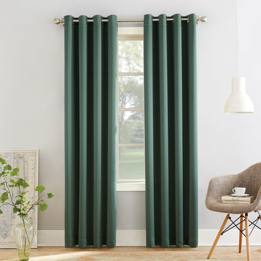 Sun Zero Barrow 2-Pack Energy Saving Grommet Curtain Panel Pair, 54'' x 54, Everglade Green