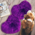 Mudder 2 Pieces Heart Shaped Rug Faux Room Fluffy Carpet Heart Shaped Door Mat For Room Bedroom, 12 X 16 Inch(Purple)