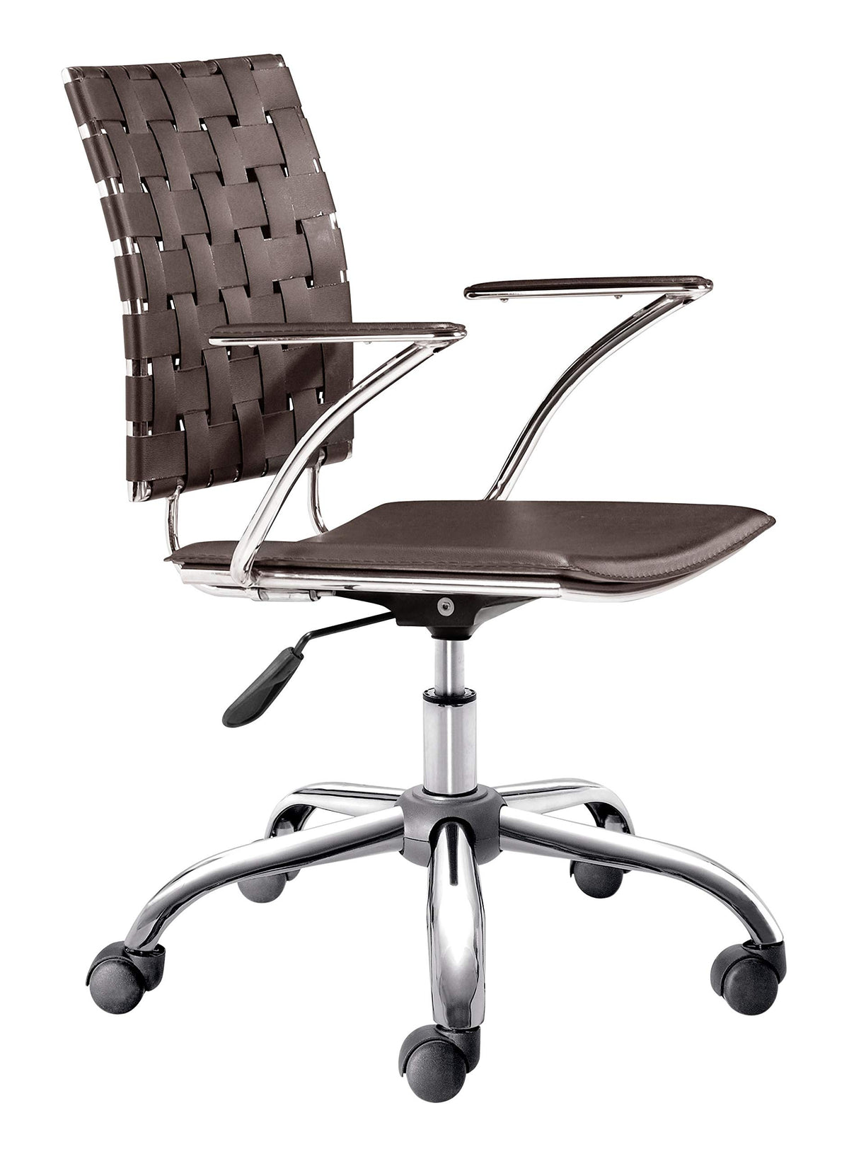 HomeRoots 23' x 23' x 30' Espresso, Leatherette, Chromed Steel, Cross Office Chair