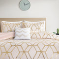 Comfort Spaces Vivian Comforter Set Ultra Soft All Season Lightweight Modern Geometric Glam Metallic Print Bedding, Matching Sha