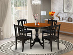 East West Furniture AMDL5-BCH-W 5 Piece Kitchen Table Set for 4 Includes a Round Dining Room Table with Pedestal and 4 Dining Chairs, 36x36 Inch, Black & Cherry
