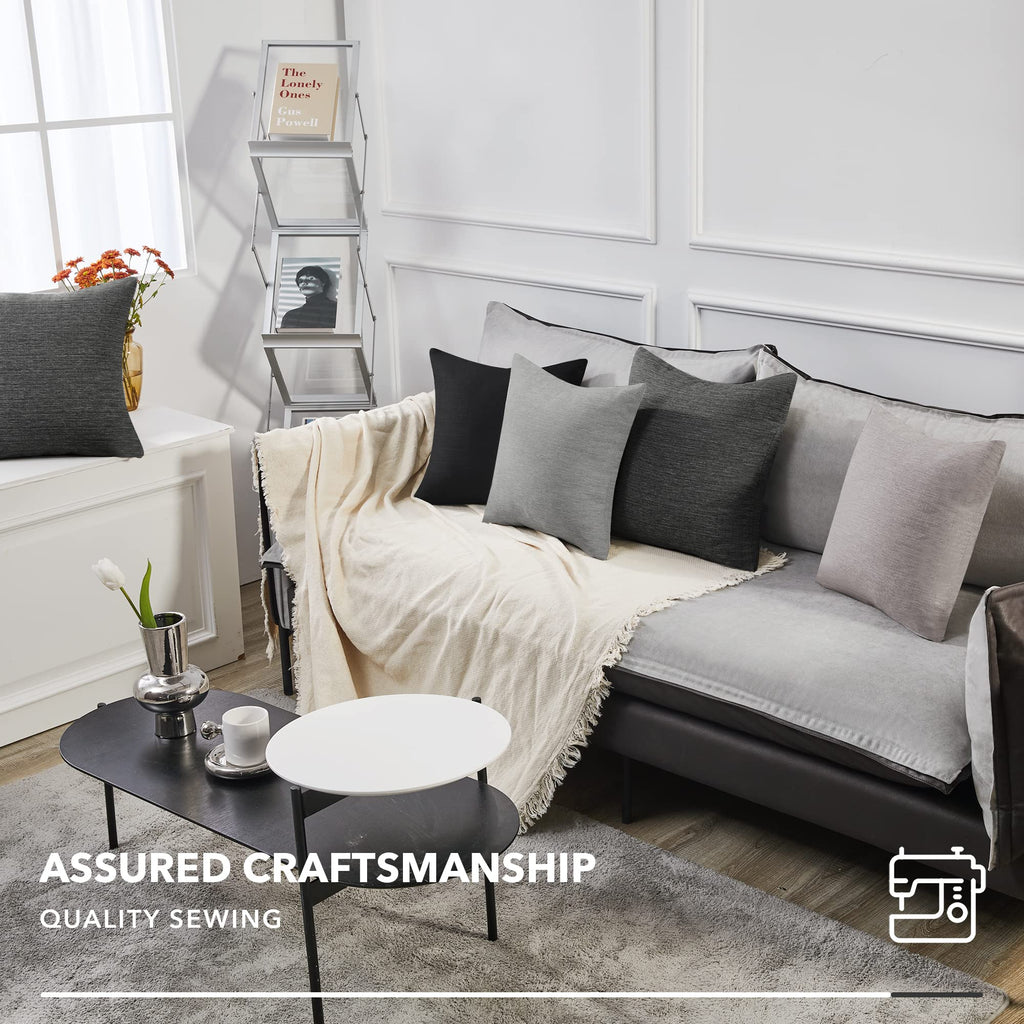 Deconovo Soft Cushion Covers Pillow Covers Faux Linen Pillow Covers With Invisible Zipper For Sofa 18X18 Inch Grey 4 Pcs Case On